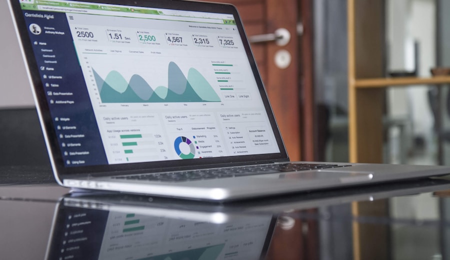 Website design and analytics dashboard on a laptop